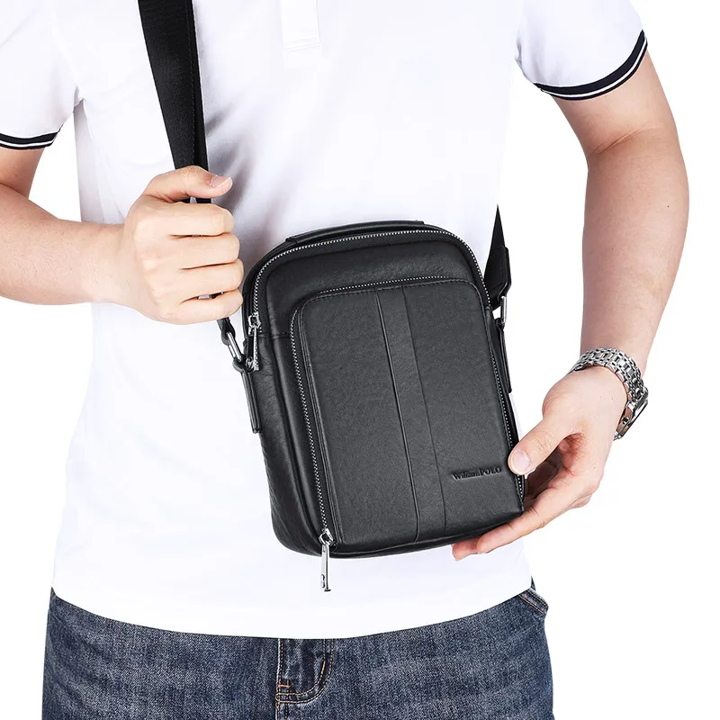 2024 New crossbody bag shoulder bag Men\'s commuter backpack chest bag Trend mobile phone bag Small crossbody bag retro