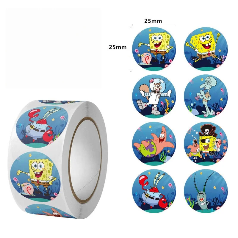 500psc Cartoon Animation SpongeBob Stickers, Cute Expression DIY Graffiti Decorative Paper Stickers, Funny Cartoon Decals,