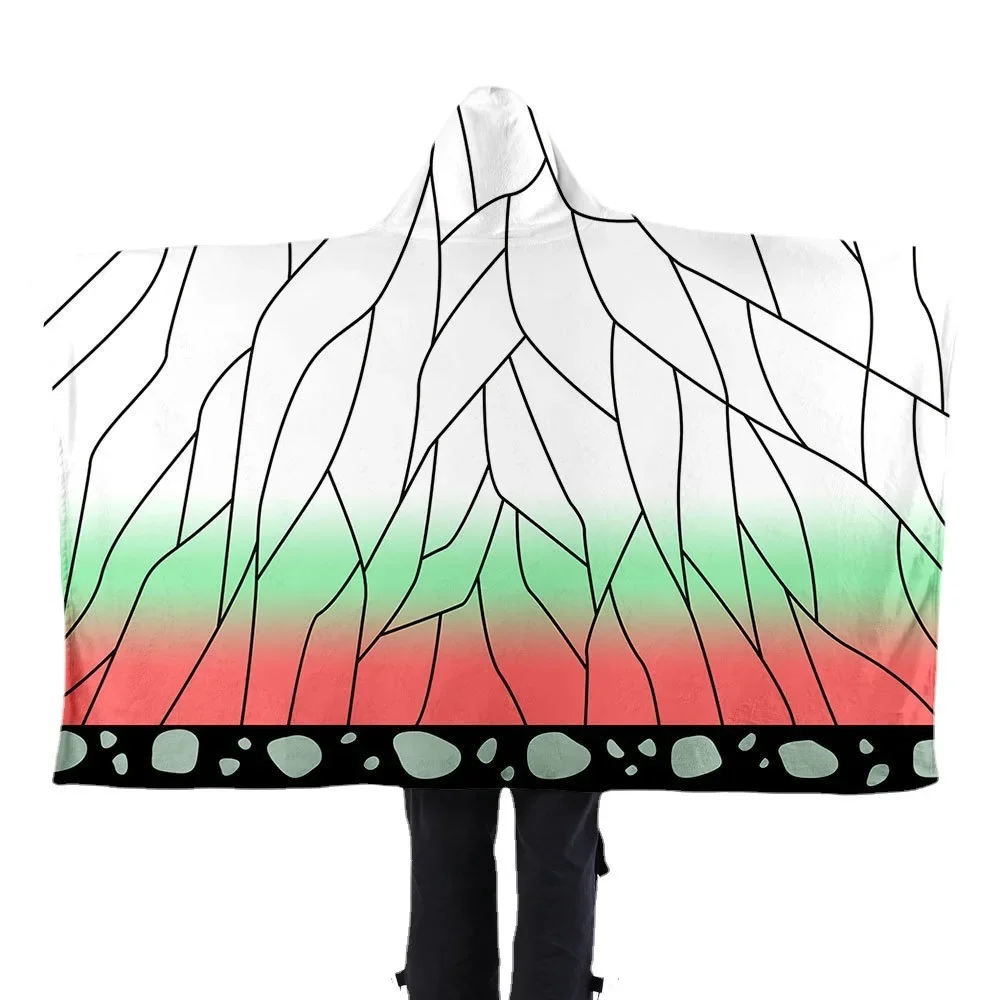 

Anime Demon Throw Blanket Wearable Cloak Cape Hooded Kamado Tanjirou Nezuko Inosuke Plush Anime Blanket Winter Blanket