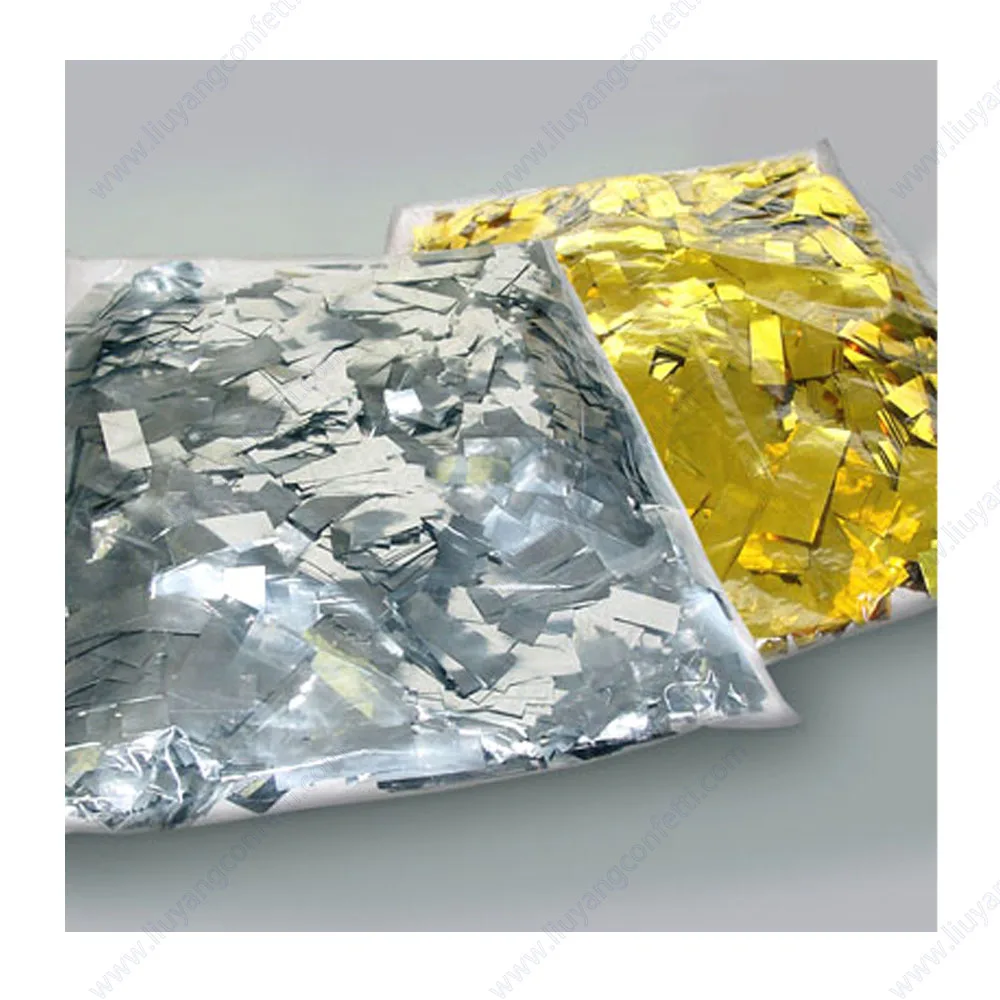 2Kg/lot Rectangle Shape Gold Silver Colorful Metallic Confetti Paper For Confetti Cannon Blower Blast Machine Stage Effect Event