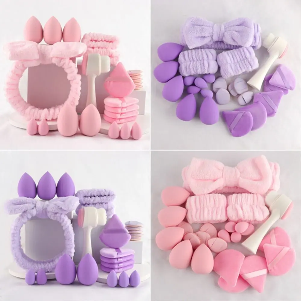 24Pcs/Set Hypoallergenic Vegan Makeup Kit Non-slip Hairband Girls Beauty Tool Makeup Sponge Face Wash Headband Beauty Skincare