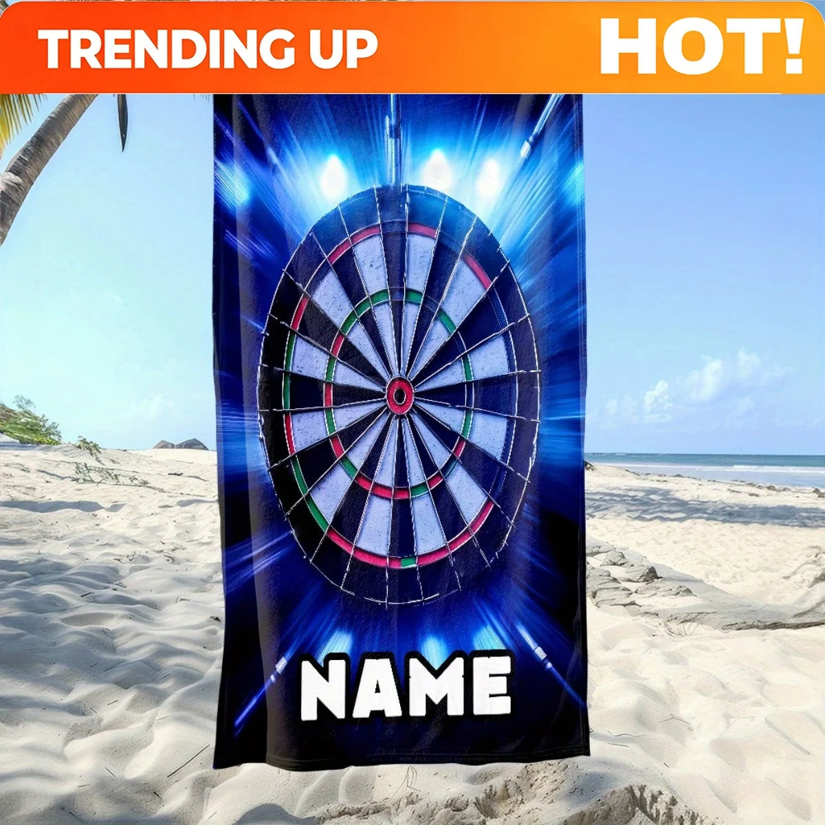 Customize Personalized Stylish Dartboard Beach Towel - Soft, Highly Absorbent Microfiber, Lightweight, Ideal for Beaches, Gather