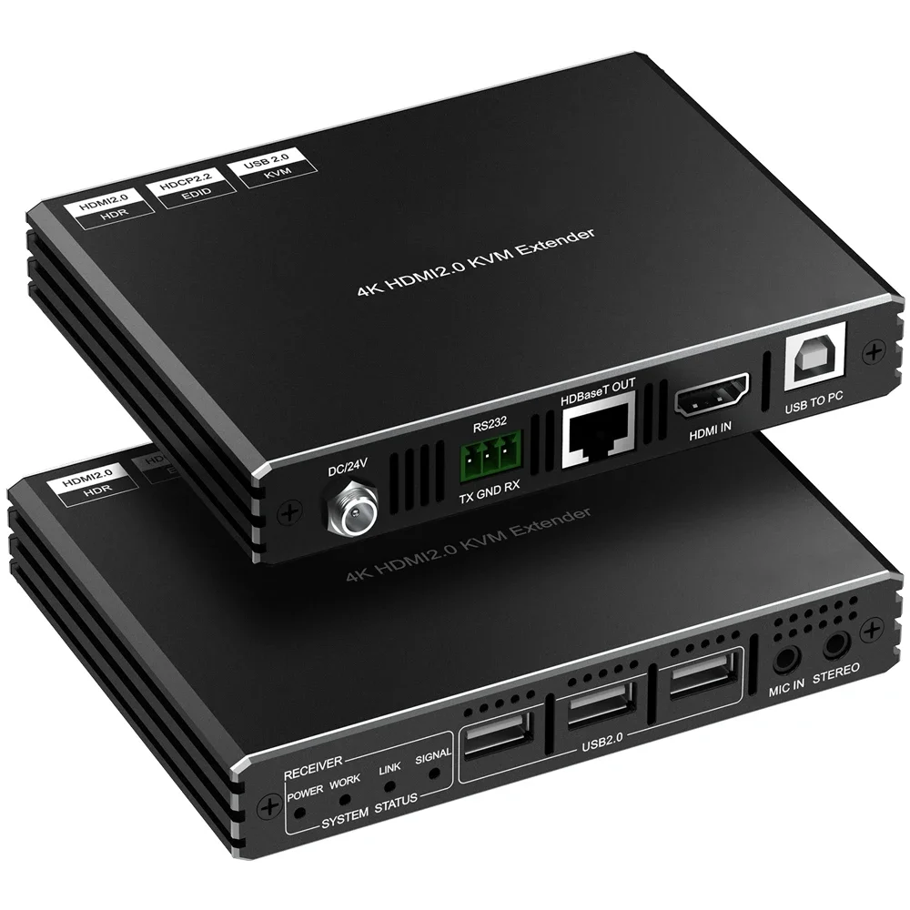 4K hd mi kvm extender HDBT Extension Over Cat5e/6 100M(328ft)  hd mi extender with RS232 60m  4K Video Transmitter HD MI