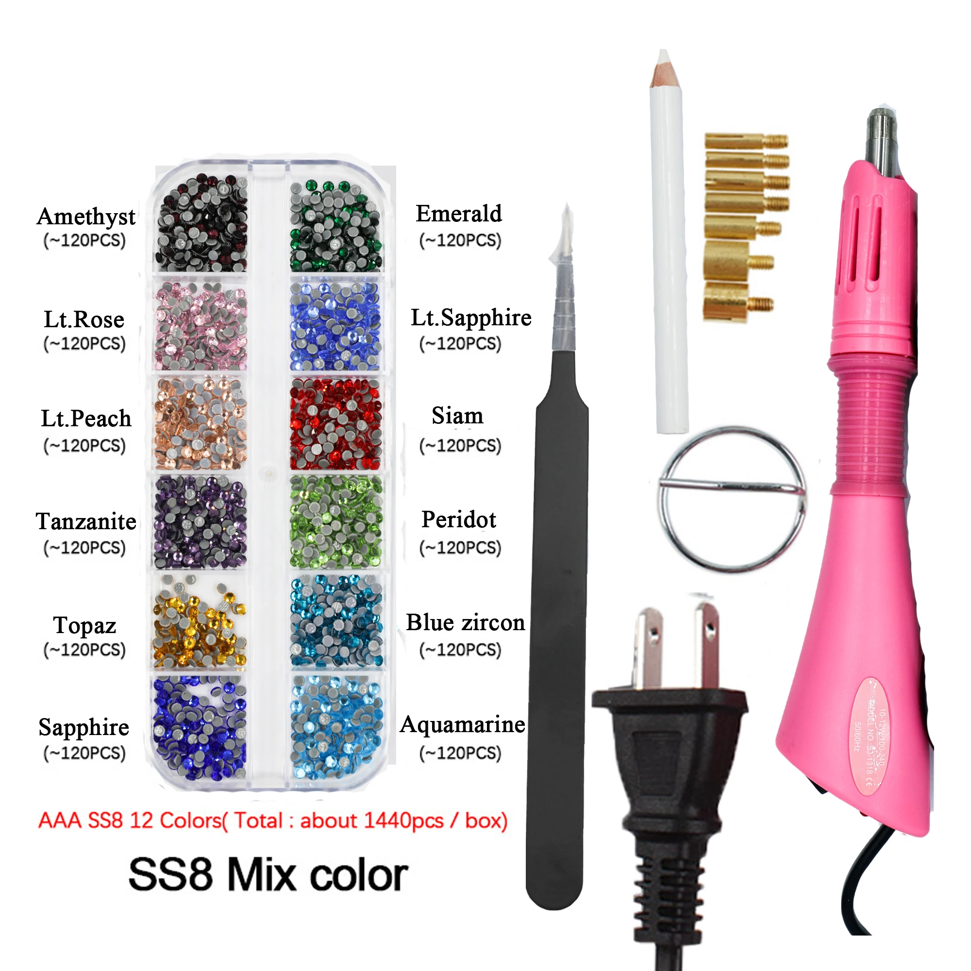 

EU /US Purple / Pink Hotfix Rhinestone Applicator hot fix Applicator Fast Heating Iron-on Wand Heat-fix Tool