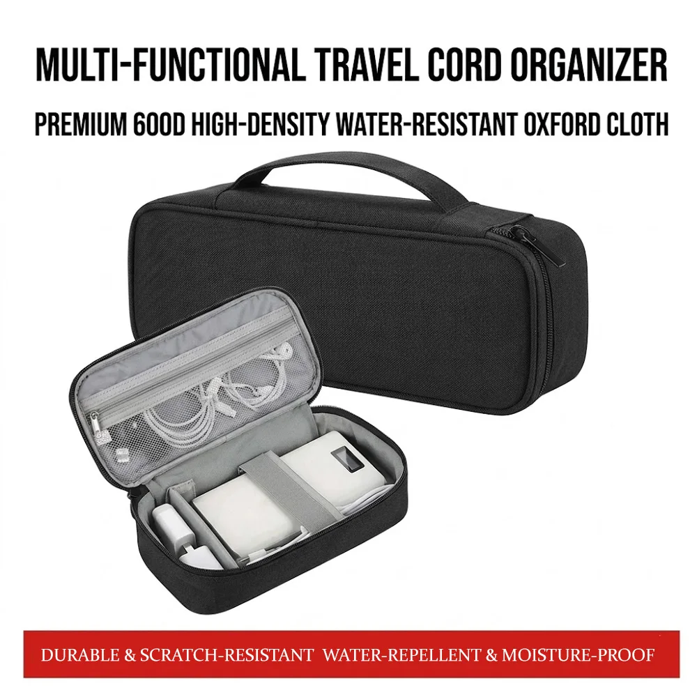 Tragbare Reise-Kabelorganizer-Tasche Wasserdichte Elektronik-Zubehör-Aufbewahrungshülle für Powerbank Festplatte USB-Datenkabel-Set