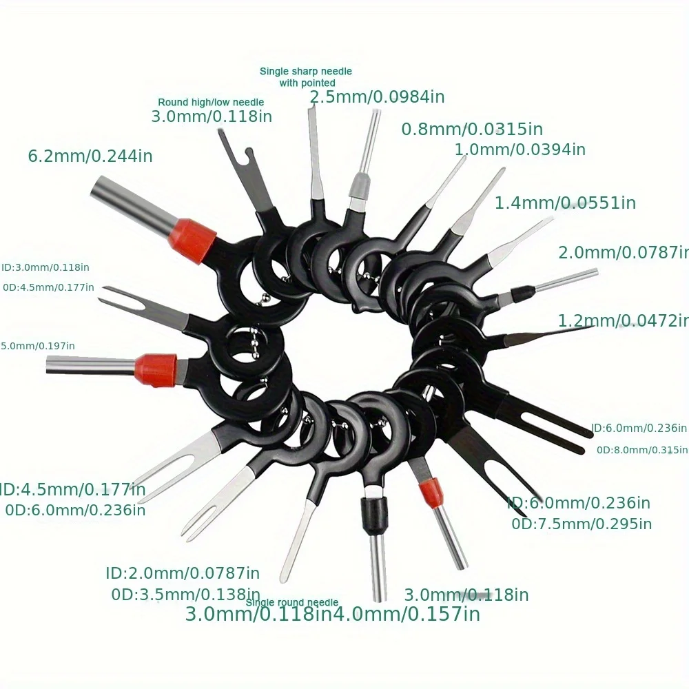 11/18pcs Car Terminal Removal Repair Tools Electrical Wiring Crimp Connector Pin Extractor Kit Keys Automotive Plug Pullers view 4