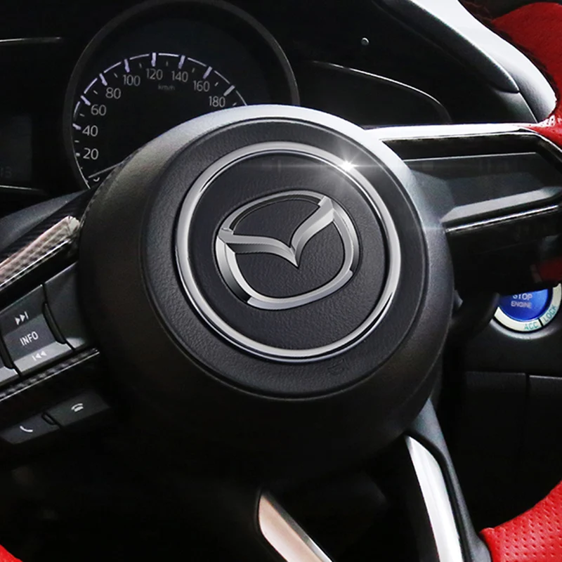 Steering Wheel Trim Circle Sequins Ring Cover Sticker for Mazda 3 Axela CX-5 CX5 Accessories 2017 2018 2019 2020 2021 2022 2023