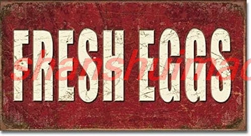 Fresh Eggs for Sale Farm Market Kitchen Rustic Wall Art Decor Metal Tin Sign 8x12in ALL