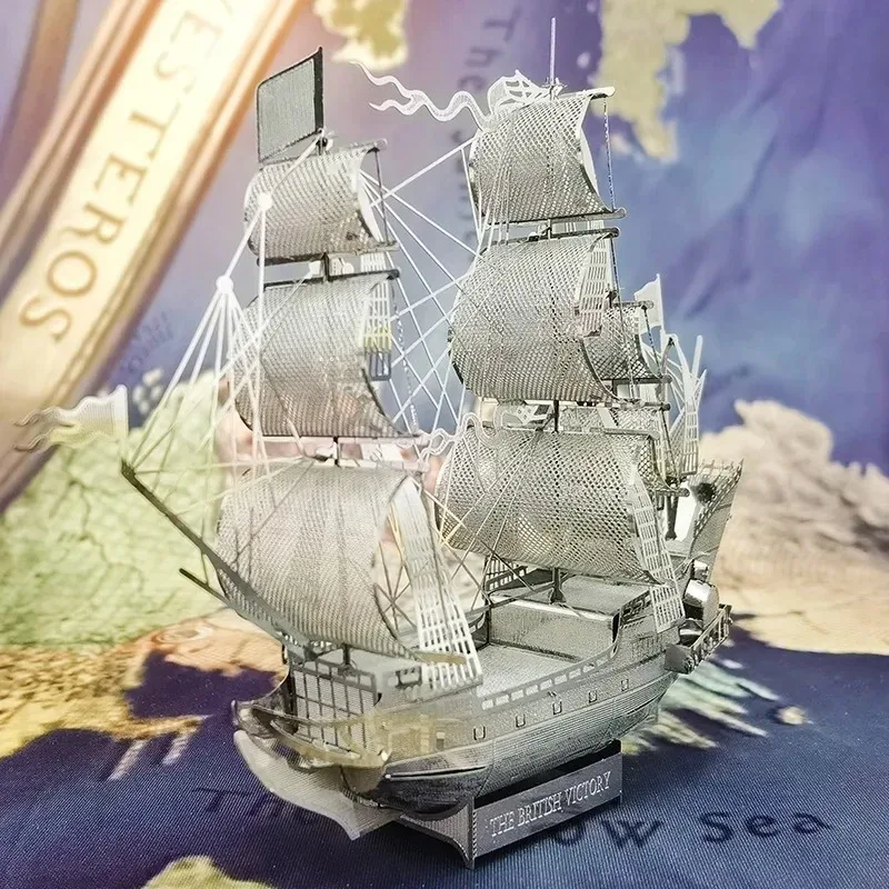Multicolor HMS VICTORY Warship 3D Metal Model Puzzle DIY Handmade Assembled Military Warship Model Jigsaw Decoration Toys Gifts