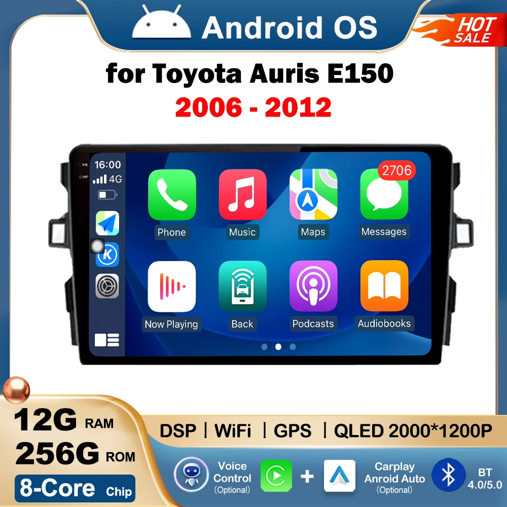 

Android Auto GPS Navi for Toyota Auris E150 2006 - 2012 Car Video Multimedia Player Wireless Carplay Head Unit HD Touch Screen