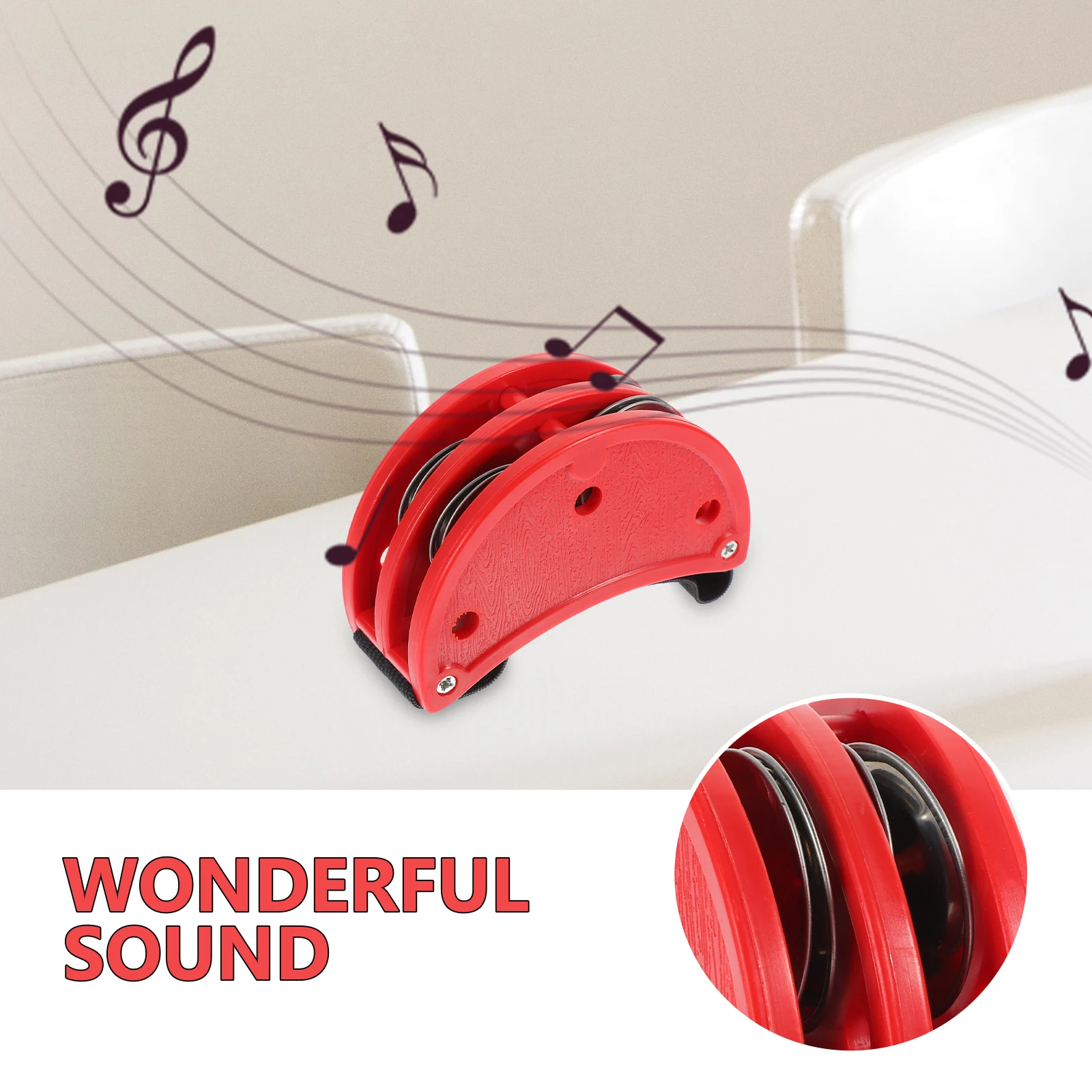 

Foot Tambourine Red Double Row Metal Jingles Durable Lightweight Portable Percussion Instrument For Stage Performance