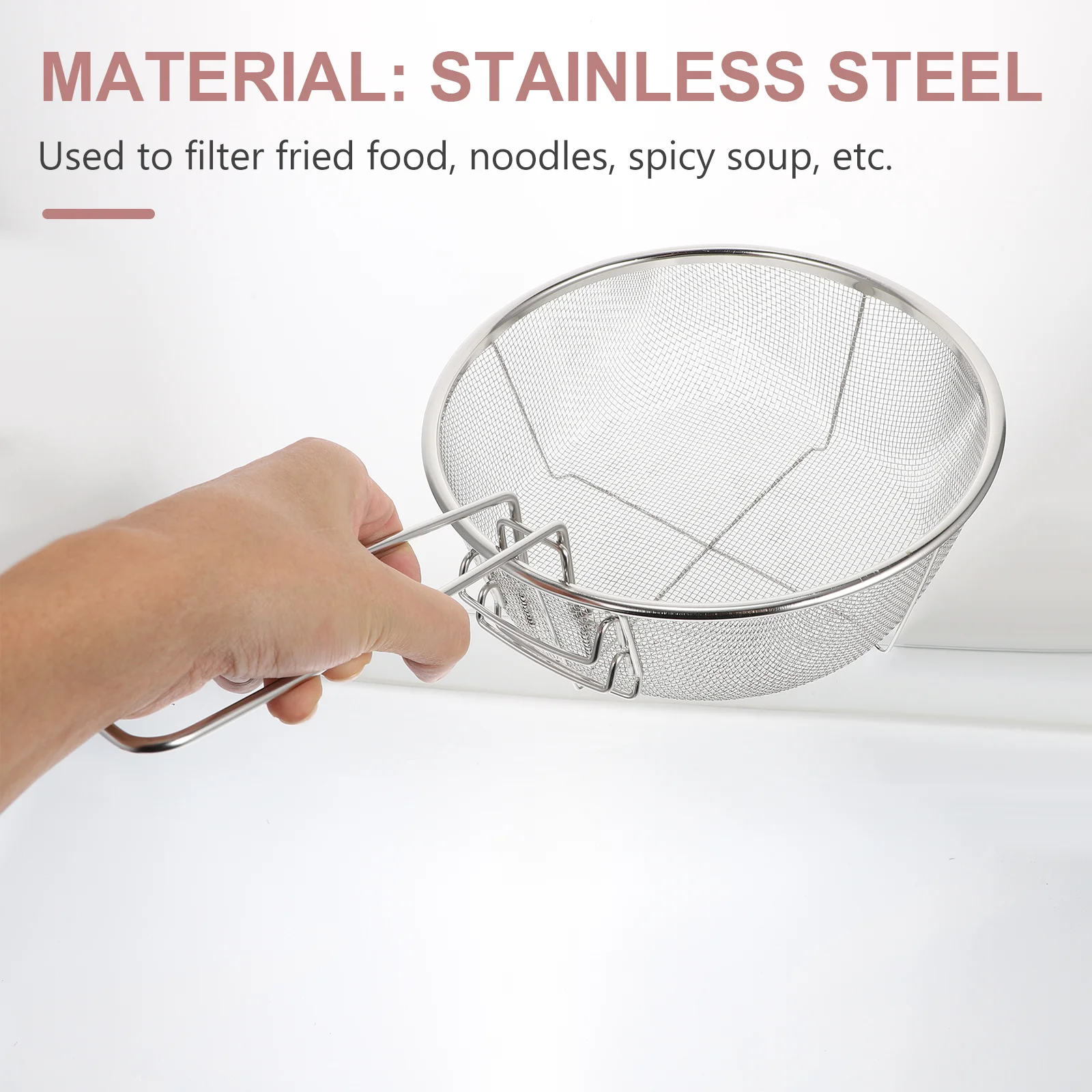 

Stainless Steel Frying Basket Kitchen Supplies Home Gadget Serving Strainer Food Fried