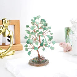 Árbol de cristal de la suerte, Base de piedra aleatoria, árbol de dinero de Aventurina verde Natural para energía positiva, decoración de oficina y hogar