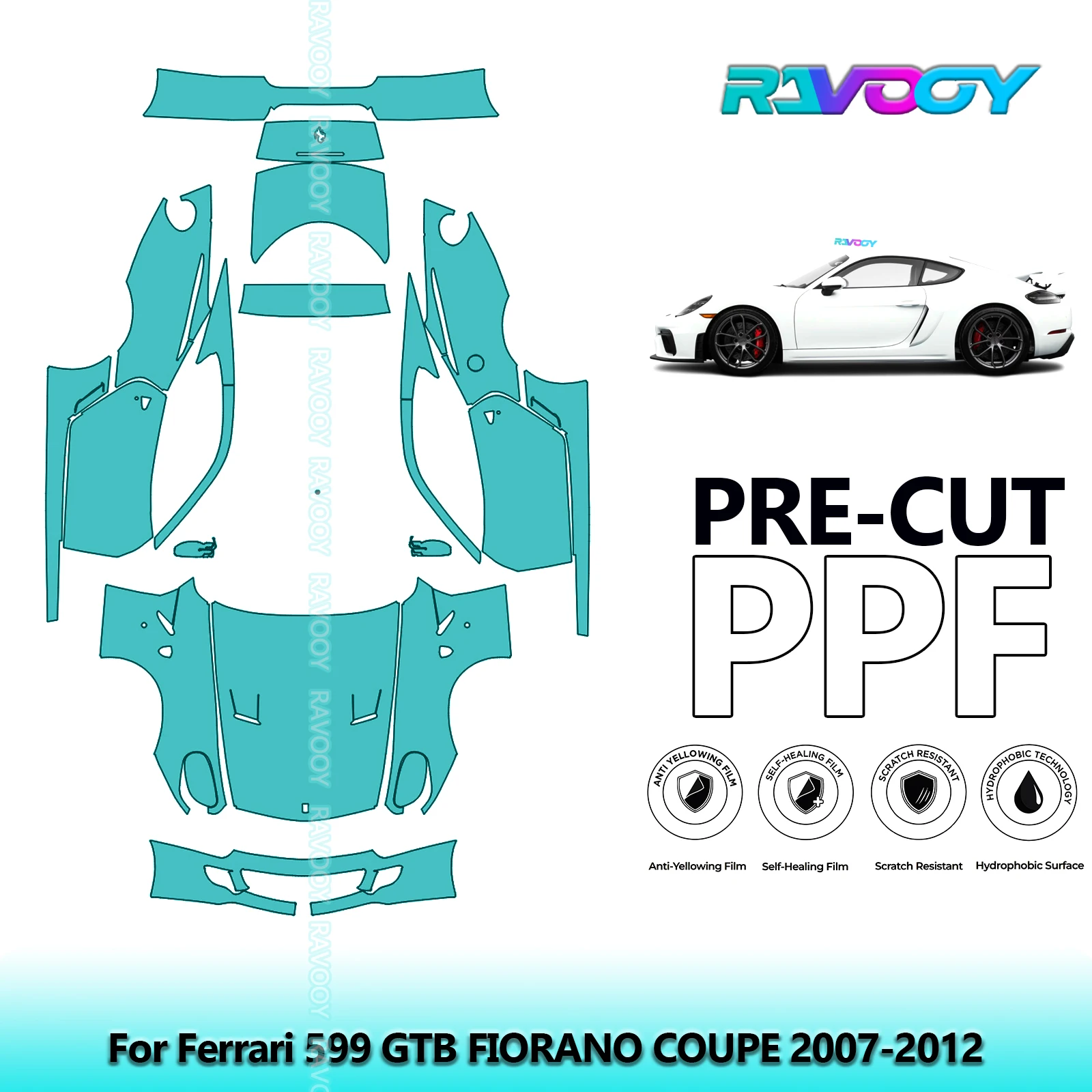 RAVOOY Custom-Fit Precut TPU PPF Full Vehicle Clear Bra Stone Guard EU UK For Ferrari 599 GTB FIORANO COUPE 2007-2012