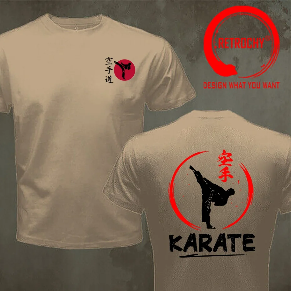 Funny Design Japanese Karate Symbol back  Shirt Men Fashion Trendy Casual Clothing Stylish Tops Tee Shirt Leisure Tshirt Men's