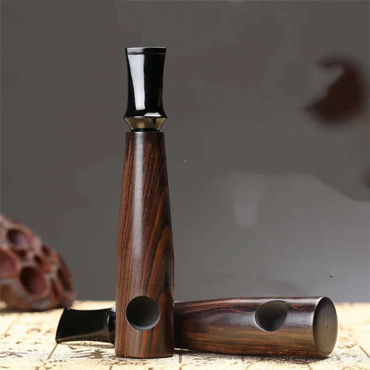 1pc Ebony Wood Pipe Smoking Pipes Portable Smoking Pipe Herb Tobacco Pipes Grinder Smoke Gifts Black/Coffee