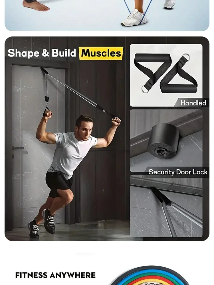 11-teiliges Set Muskeltrainingsgurte, multifunktionaler Fitness-Spannungsgurt, Fitness-Spannungs-Trainingsgeschirr, elastisches Seil – Detail 7