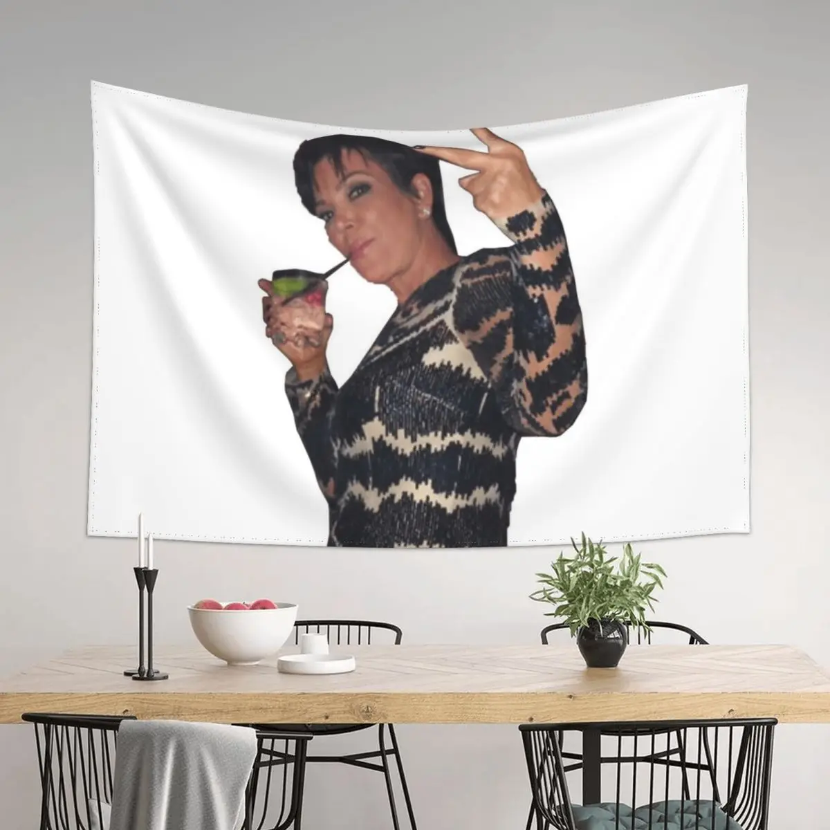 

Kris Jenner Peace Sign Tapestry Christmas Decoration Outdoor Decoration Room Decor For Girls Room Decorations Aesthetic Tapestry