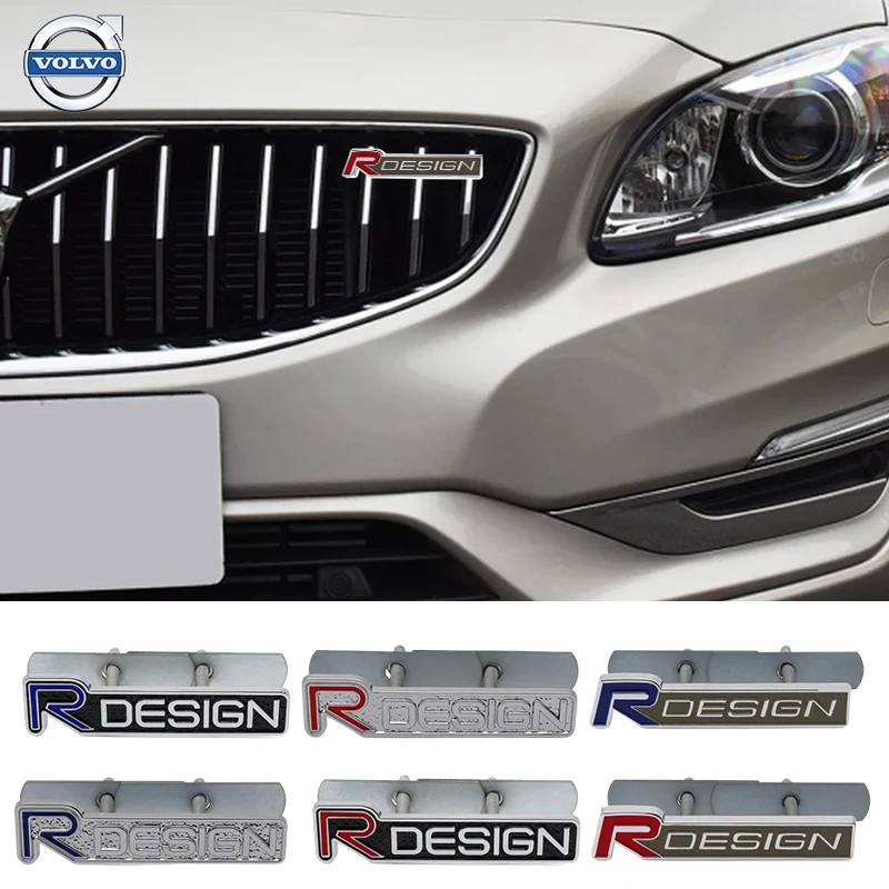 3D Metal Rdesign R Design Front Grill Car Badge Sticker Emblem Decal Decoration For VOLVO XC40 XC60 XC90 V90 S90 S60 V60 V40 C70