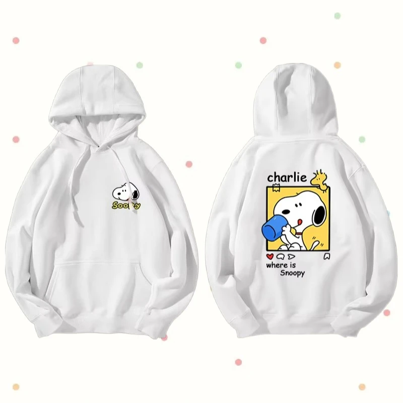 

MINISO Snoopy cartoon women's hooded sweatshirt couple outfit new i sports jacket women's hooded pullover sweatshirt trend
