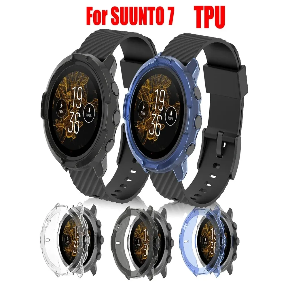 ตัวป้องกันเคสใสสำหรับ Suunto 7 TPU Watch เคสฝาครอบสร้อยข้อมือสมาร์ทกรอบกรอบกันกระแทกอุปกรณ์เสริม