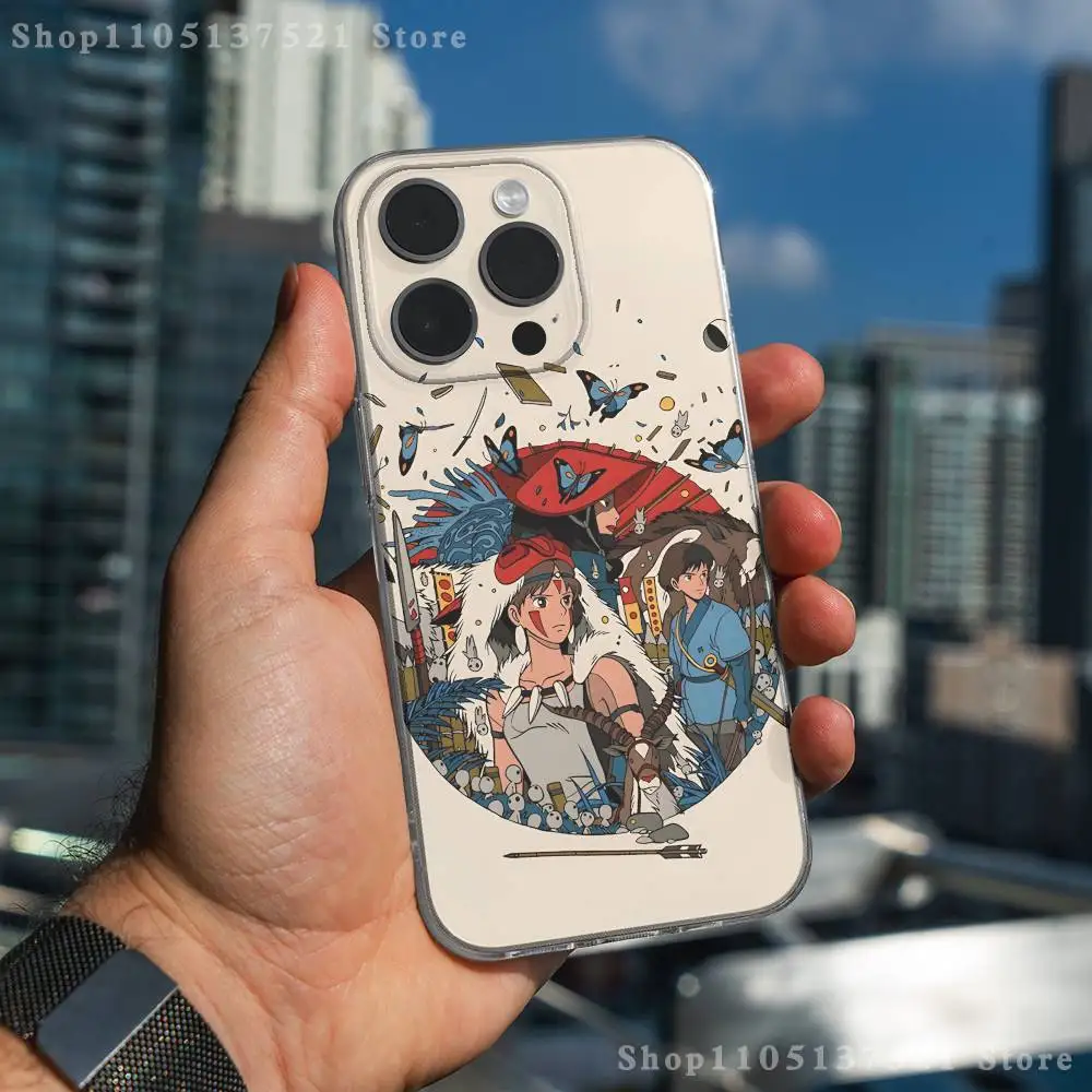 Casing Ponsel Anime P-Princess M-MononokeS Untuk iPhone 17,16,15,14,13,12,11 Pro,Max,Plus,X,XS,XR,SE4,E Mini Transparan Lembut
