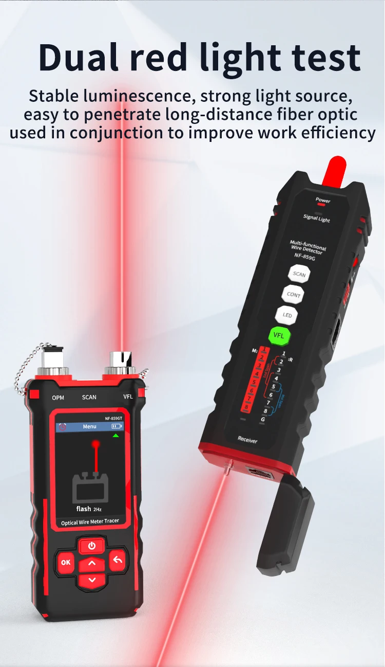 NF-859GT Leitungssucher Netzwerktester Anti-Interferenz Glasfaser-Detektor Optische Leistungsmessung Rotlicht Integrierte Maschine – Detail 14