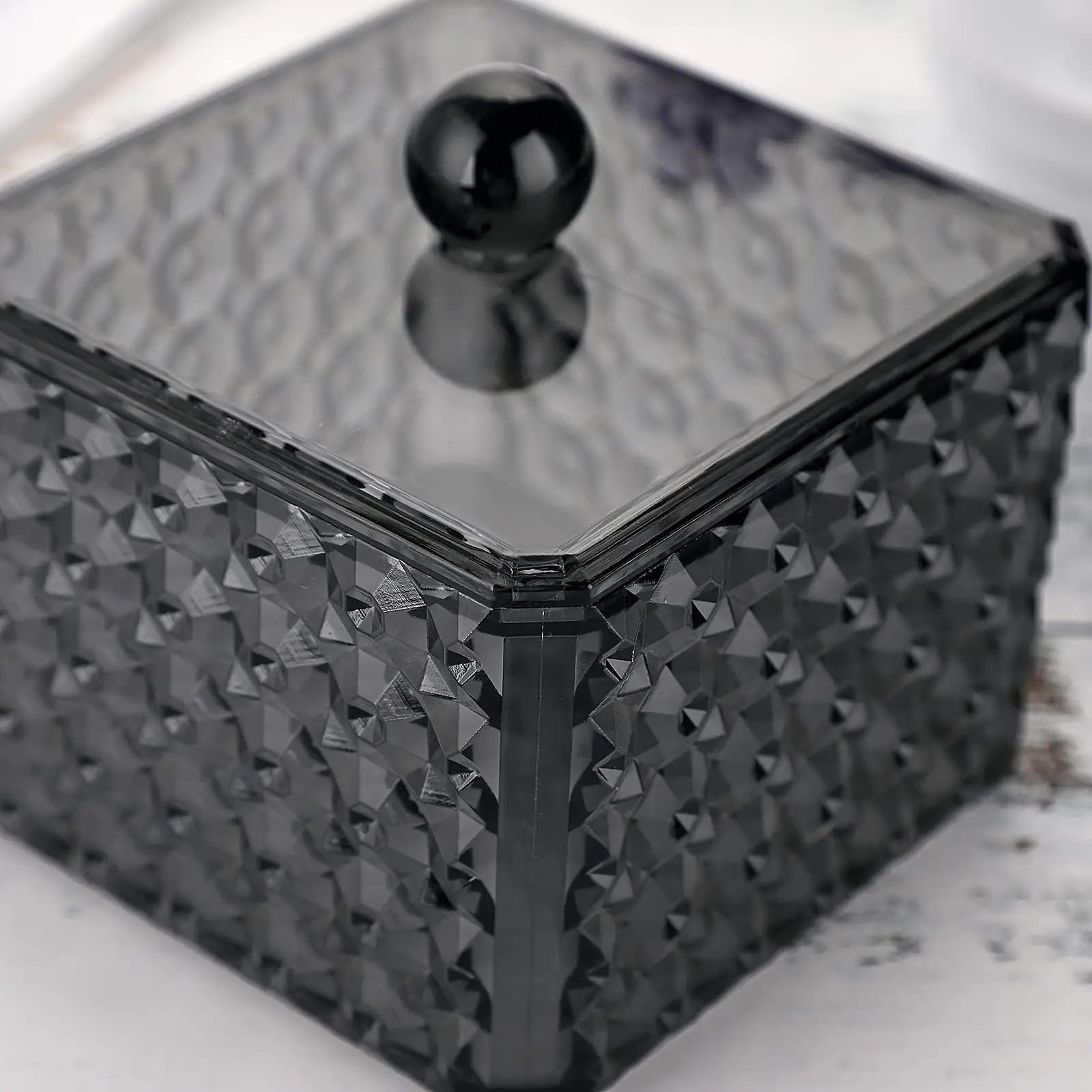 4Pcs Cotton Swab Ball Pad Holder Acrylic Apothecary Jar Dispenser Cotton Balls Canister Jar with Lid, Bathroom Storage Organizer