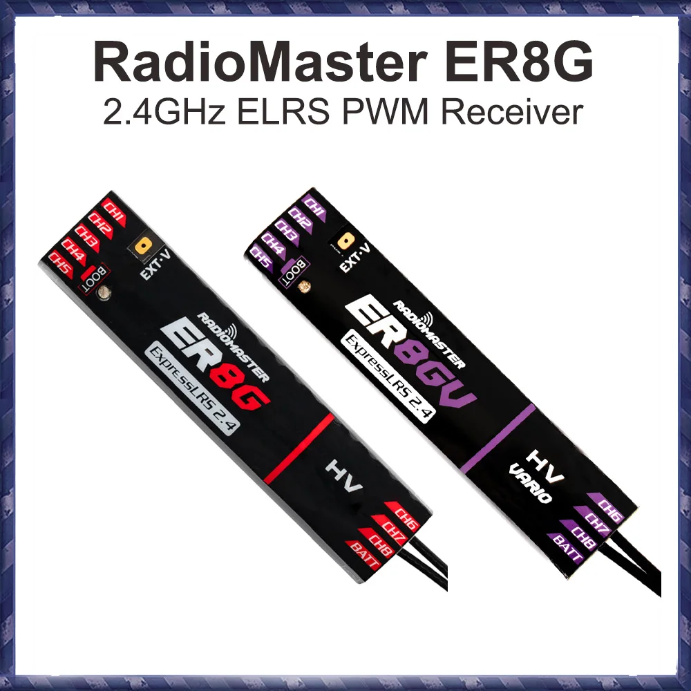 

RadioMaster ER8G & ER8GV 2.4GHz ELRS PWM Receiver for Fixed-wing Aircraft and Glider