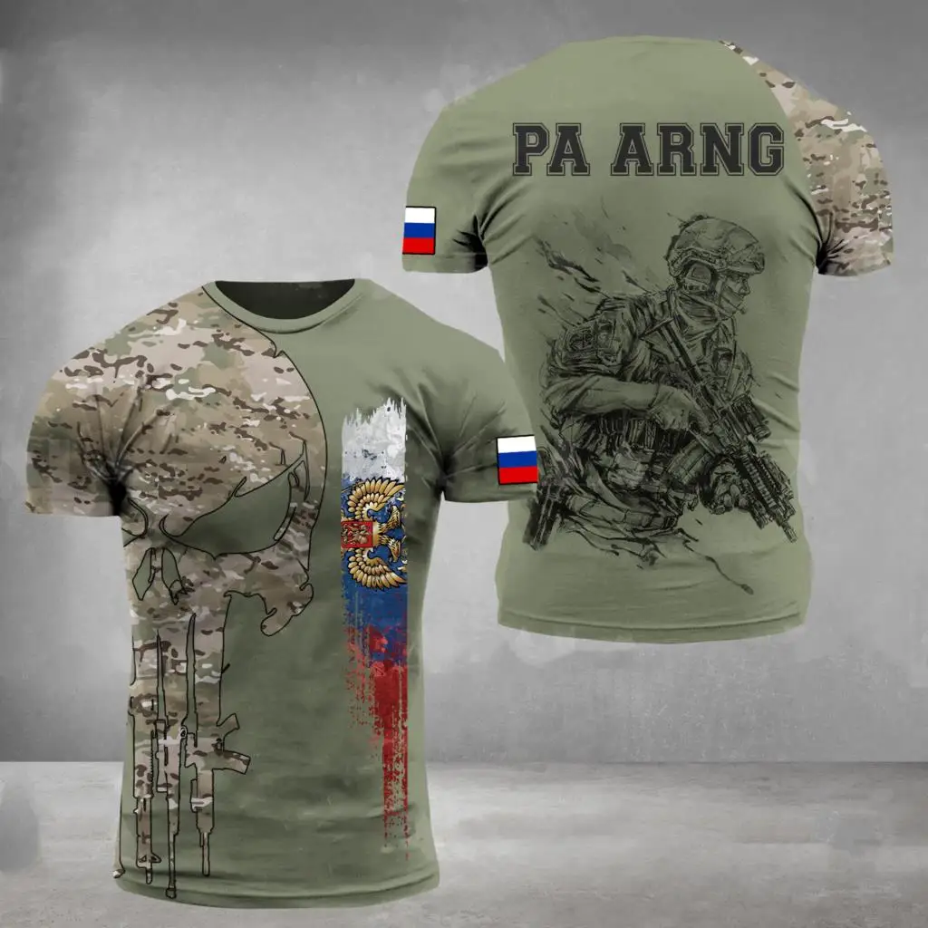 Camisetas con estampado 3D de bandera rusa Vintage para hombre, ropa de calle de veterano de Rusia, camiseta suelta de manga corta con cuello