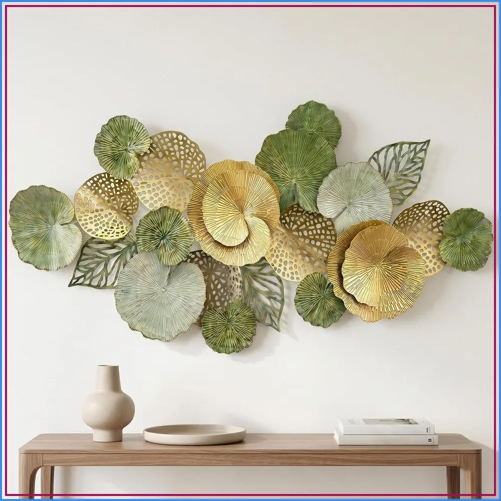 

Large Metal Wall Art Decor, 3D Abstract Botanical Leaf Design, Handcrafted Metal Wall Sculpture for Living Room, Bedroom & Entryway (51")