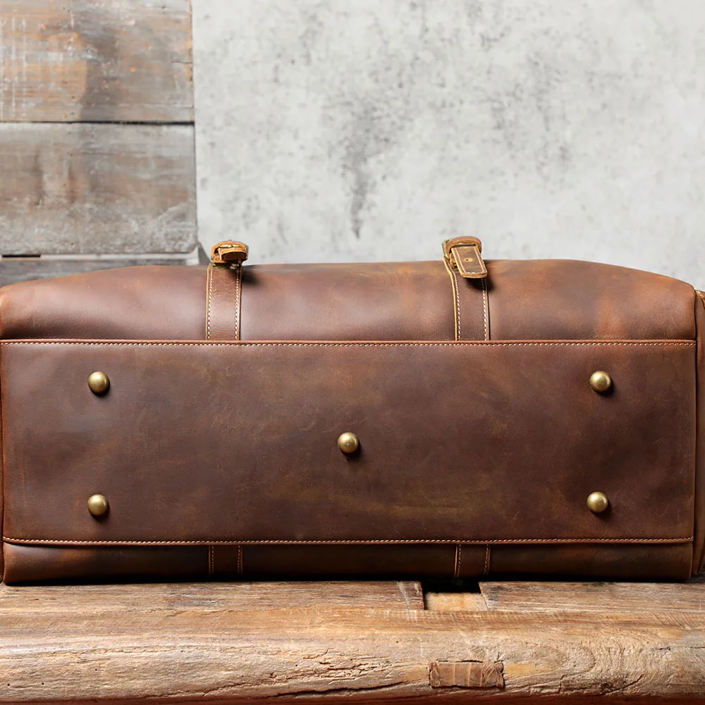 S.WORKER Handgefertigte Reisetasche aus Vollnarbenleder, Echtleder, große Kapazität, Business-Gepäck, Wochenend-Reisetasche – Detail 10