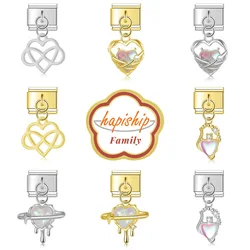 Hapiship Family 2024 Women Fashions Love Heart Charm Italian Links Fit 9mm Bracelet Stainless Steel Making DIY Jewelry NEW264