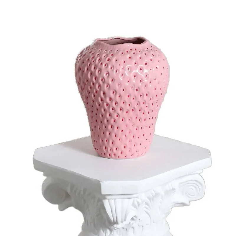 Large Ceramic Strawberry Vase Hydroponic Flower Pot Modern Home Decor Ornament for Living Room Table Centerpiece