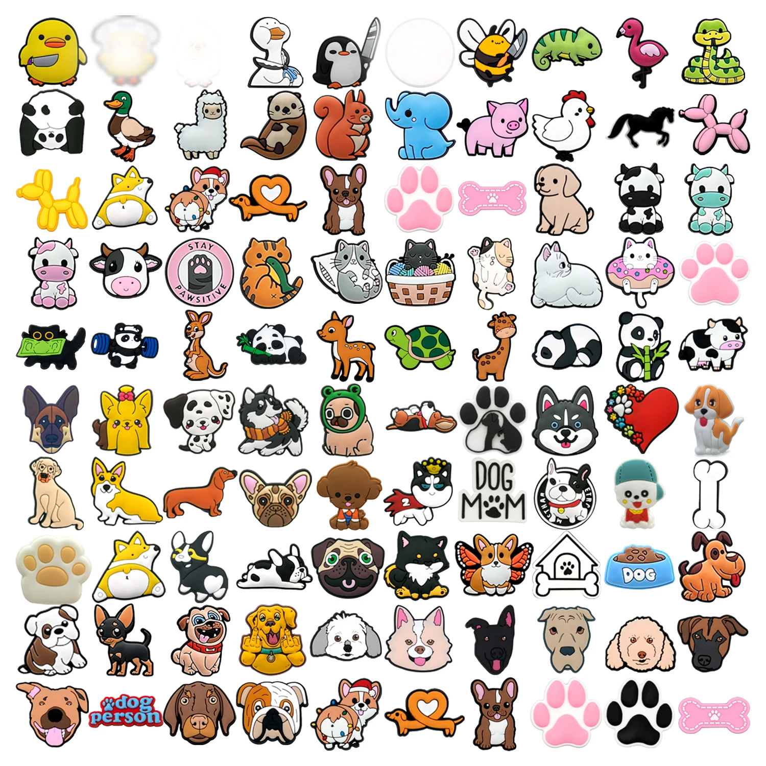 1/25/50/100pcs Cute Animals Shoe Charms for Girl Boy Gift Pig Cow Cat Dog Duck Shoe Accessories Decoration Shark Fits All Clogs