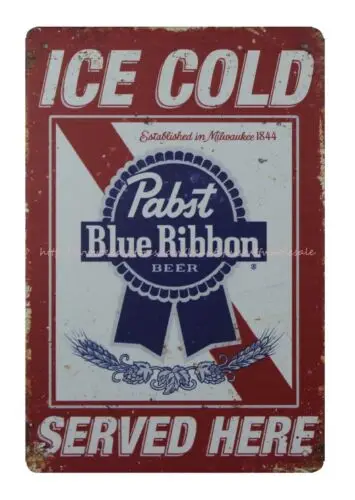 decoration design Ice Cold Pabst Blue Ribbon Beer metal tin sign