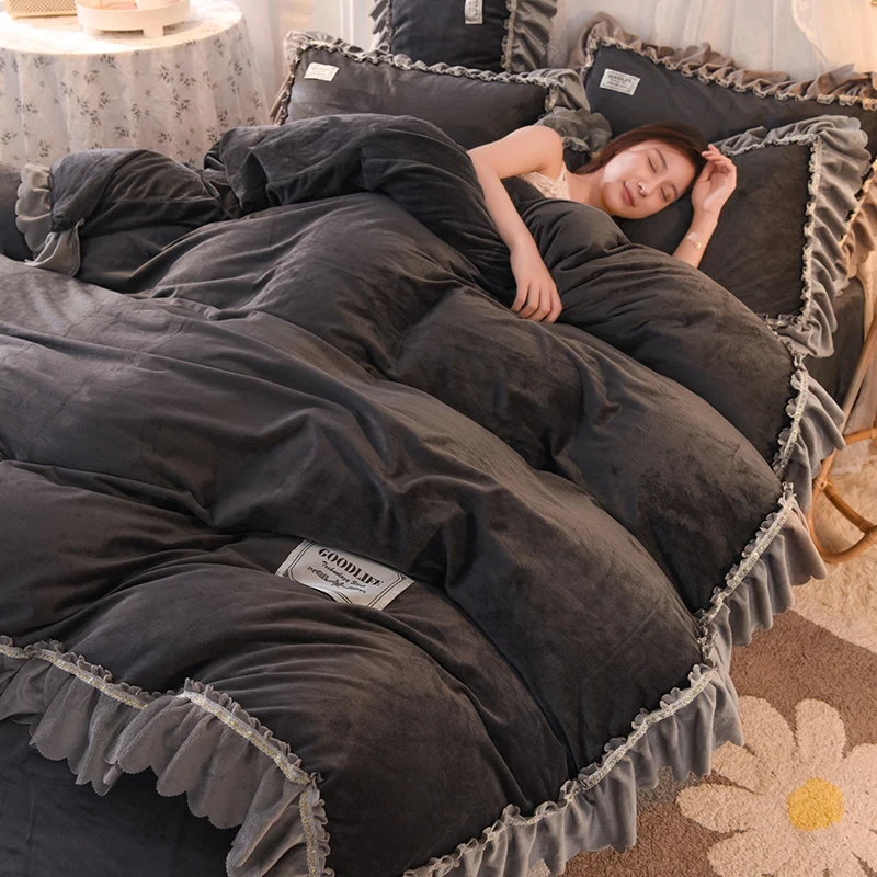 

Nordic Winter Thick Washable Sexy Warm Bedding Set Luxury Fashion Soft Romantic Design Juego De Sabanas Bed Decoration