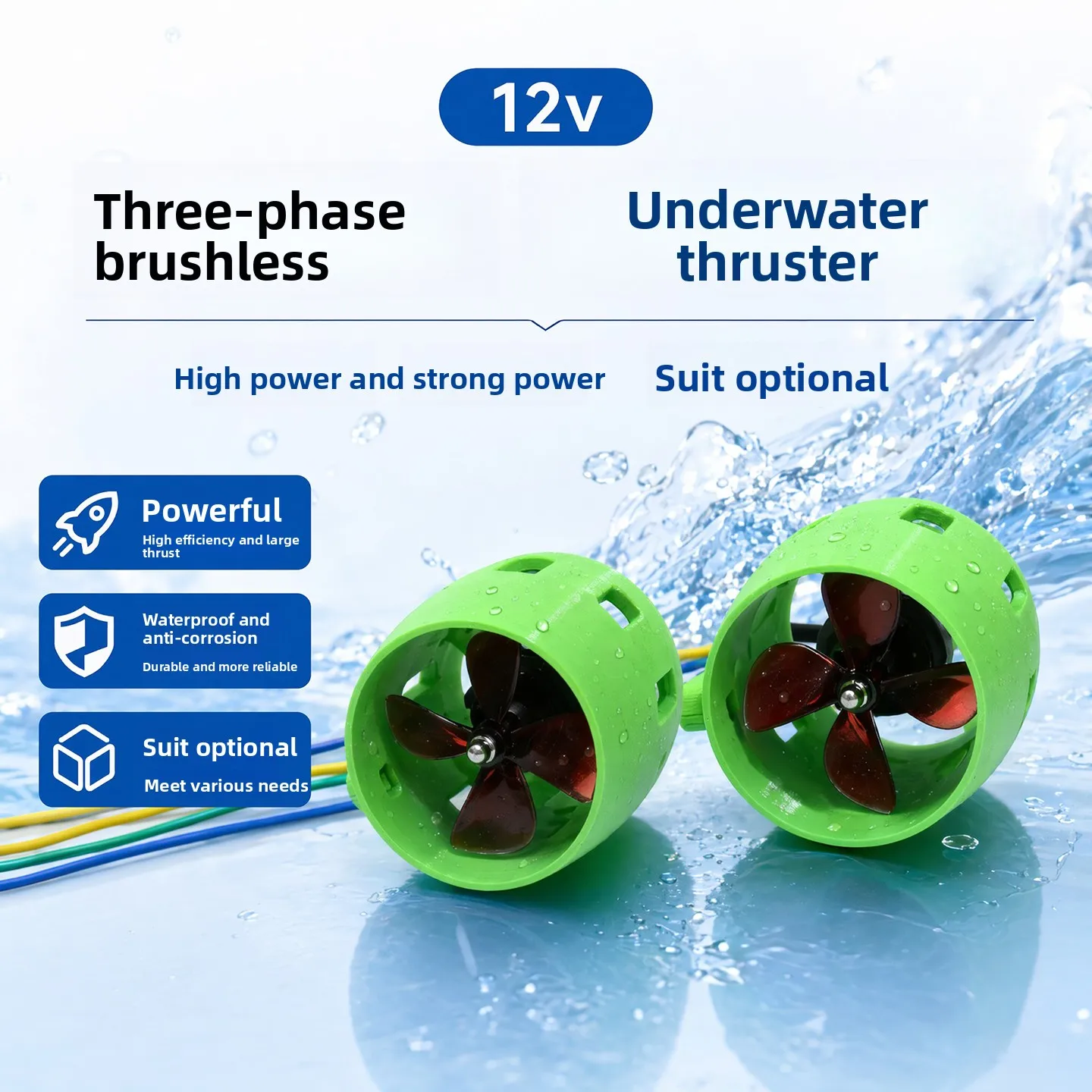 12V brushless underwater thruster, strong power and high thrust, underwater robot, dragnet boat DIY motor, motor