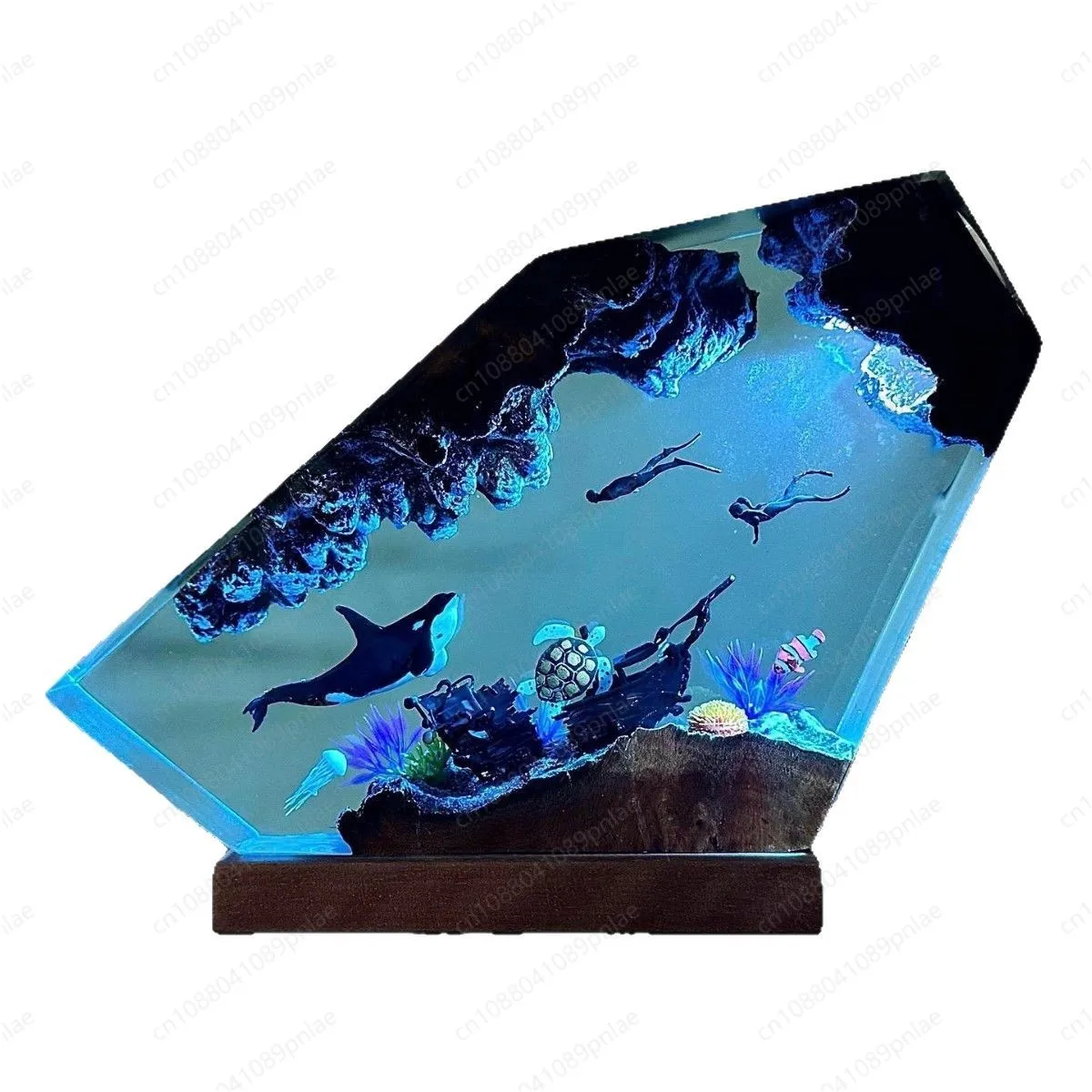 

Valentine's Day Gift Orca & Diver Resin Night Light - Deep Sea Themed Home Decoration