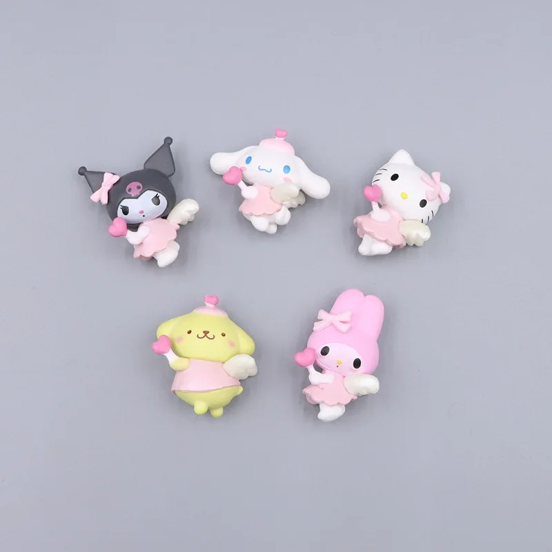 5pcs/set Sanrio Cute Melody Hello Kitty Kuromi Cinnamoroll Anime Figure Kawaii Toys Decoration Cartoon Doll Xmas Gifts for Girls