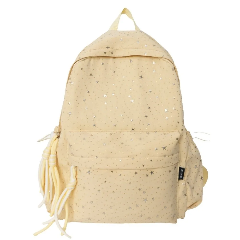 Oxford Cloth Star Backpack Large Capacity Solid Color Student School Bag Korean Style Multi-pockets Travel Rucksack Students