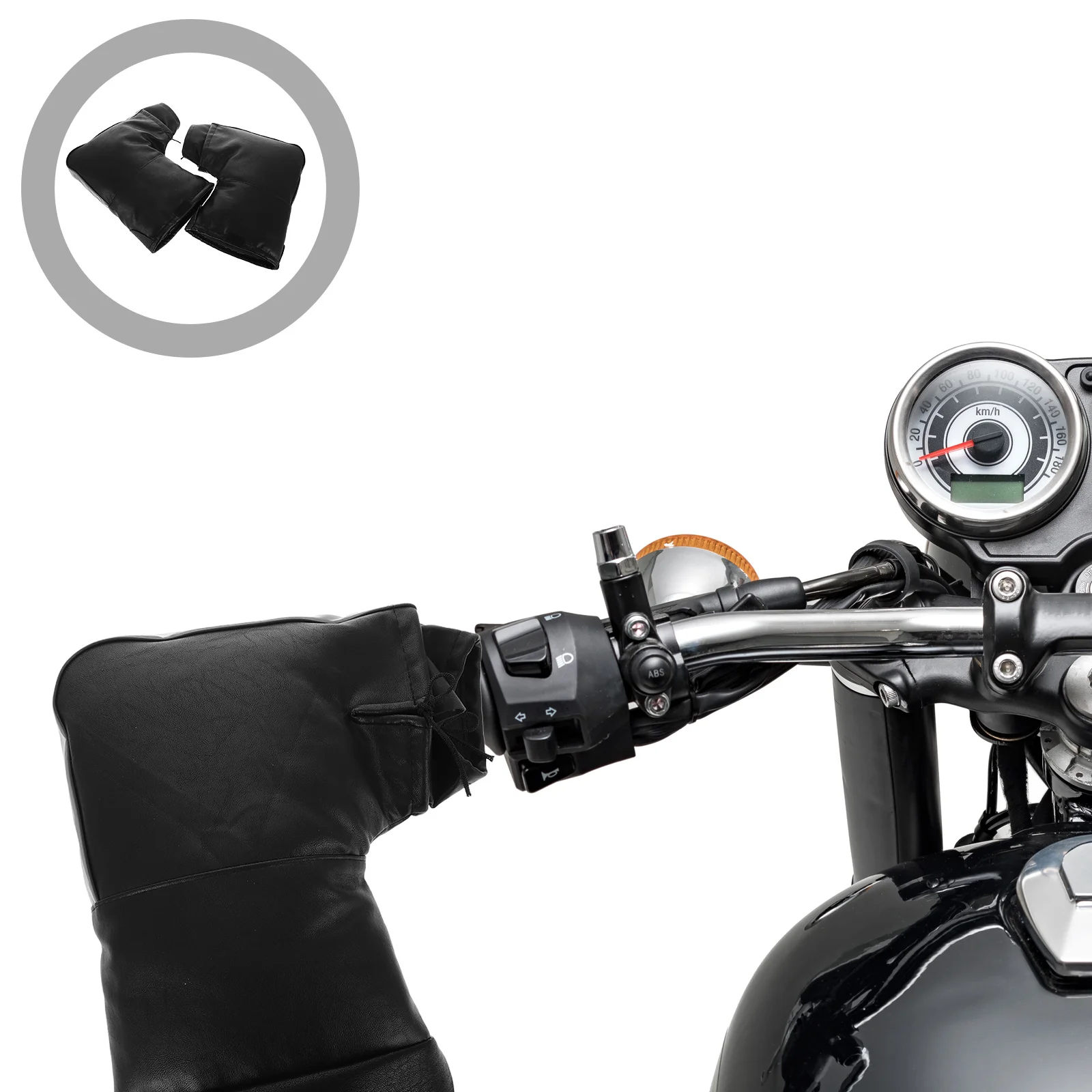 

1 Pair Thickened Warm Motorcycle Handlebar Mittens Thermal Gloves For Winter Riding Electric Bikes Windproof Anti-Dropping Ropes