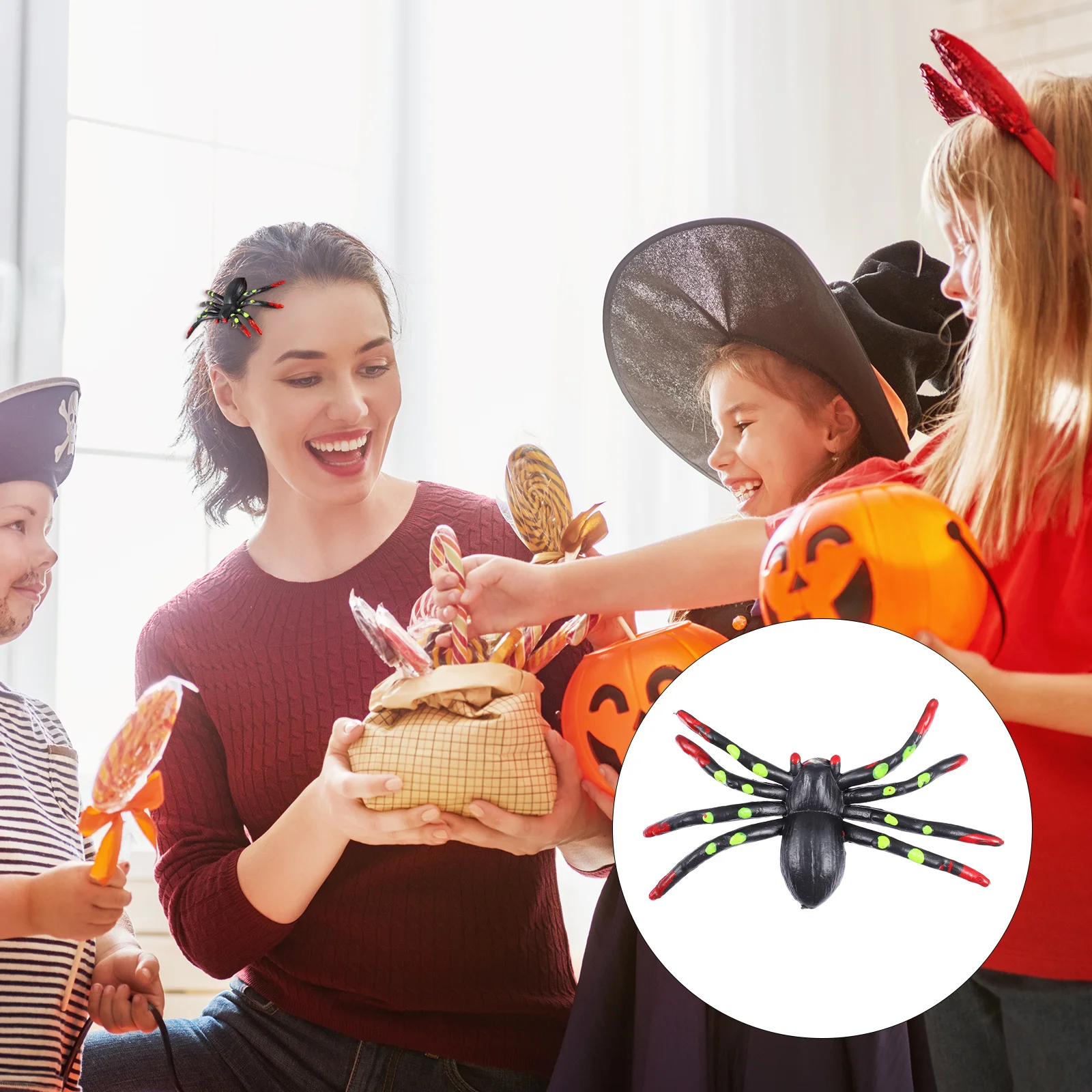 

4 Pcs Spider Toy Halloween Prank Props Tricky Party Accessories Child Plastic Realistic Design Home Decoration Festive