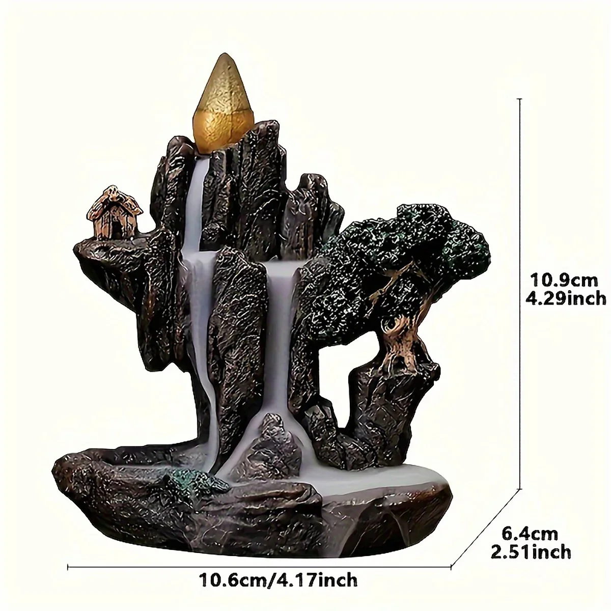 1pc Mountains River Waterfall Reflux Incense Burner Fountain Backflow Aroma Smoke Censer Holder Home Crafts +60 Incense Cones