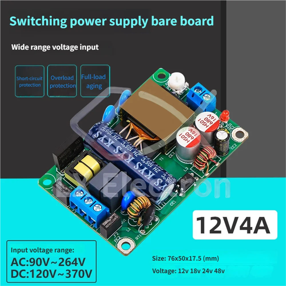 1pcs 12V3A4A Thin and Compact DC Switching Power Supply AC-DC Step-Down Module Isolated 110V/220V to 12V