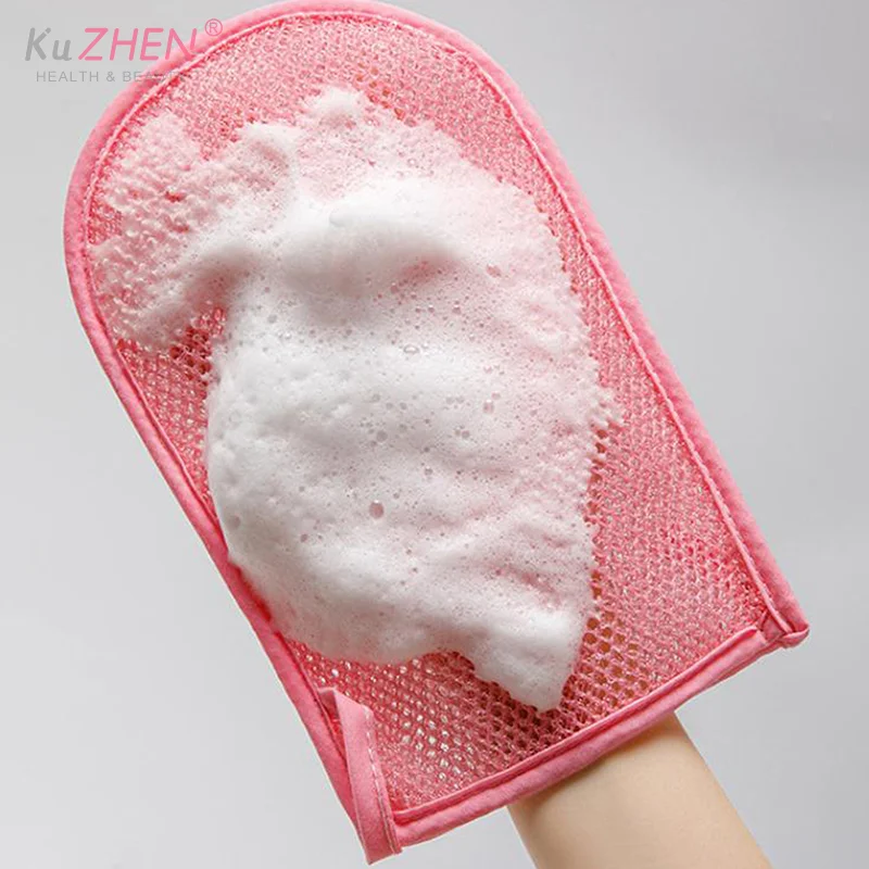 Guantes de baño para hombre y mujer, cepillo de ducha exfoliante para SPA, manopla exfoliante para limpieza corporal, guantes para frotar la piel muerta, toalla de ducha, masaje corporal de espuma