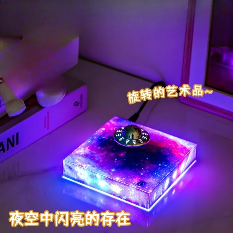 Levitating UFO Lamp Floating 360° Rotating Galaxy Light Display Cool Tech Gadgets Desk Decor for Office Home Gift for Men Girls