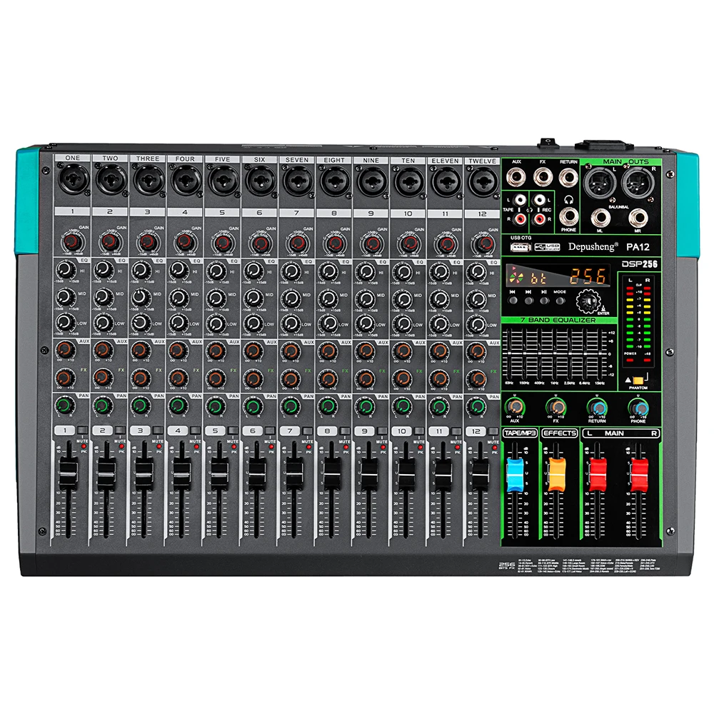 6/8/12/16 Kanaals Professionele 256 DSP Audio Mixer DJ Controller Reverb Opname Mengen Voor Opname Stage Performance