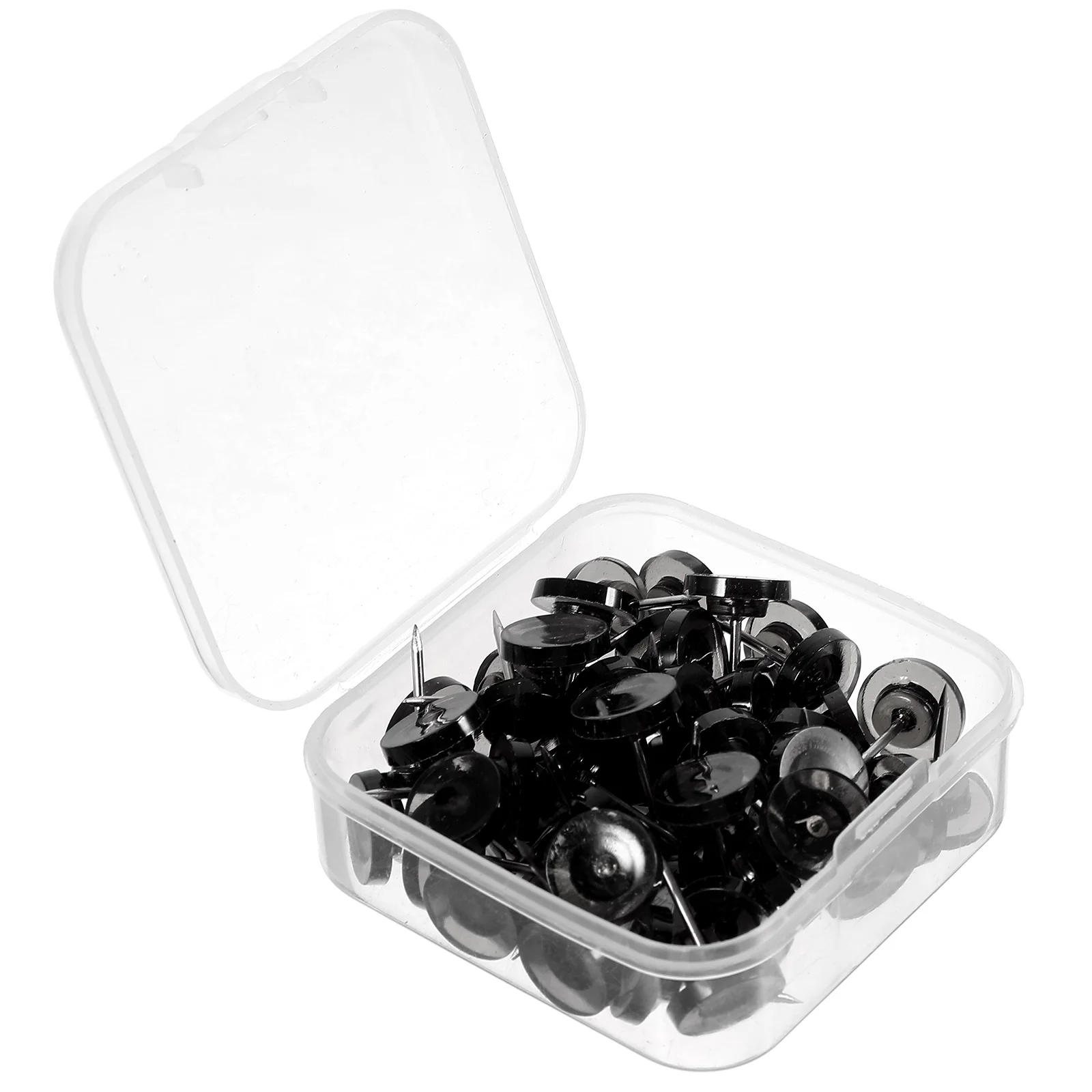 

50pcs Circular Positioning Pin Thumb Tacks Pushpins Plastic Black Transparent Map Marker Craft Office Supplies
