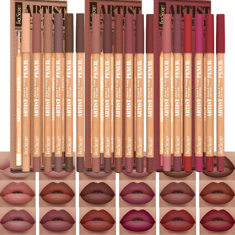 [Samt Matte Lip Liner] 6-teiliges, langlebiges samtmattes Lip Liner-Stift-Set |   Nicht trocknend und perfekt zum Füllen und Füllen von Lippen